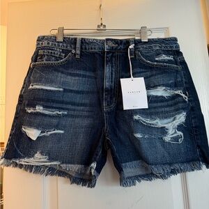 KanCan Distressed Jean Shorts - Dark Blue